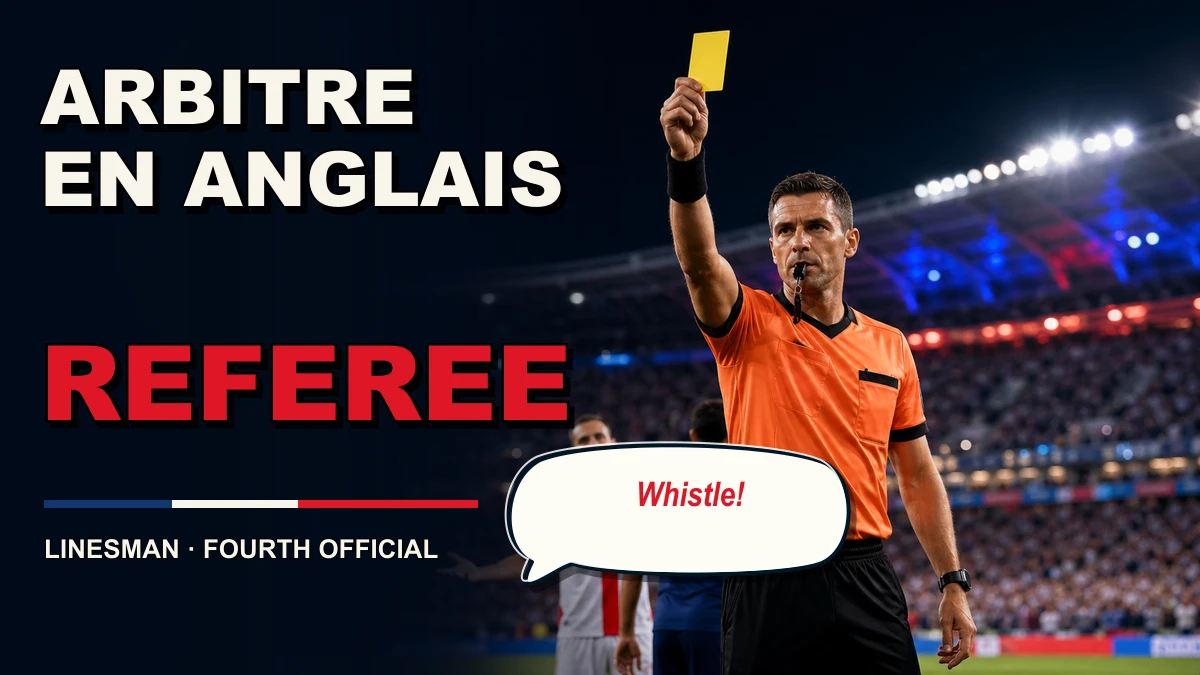 Arbitre en anglais : referee, assistant referee, whistle