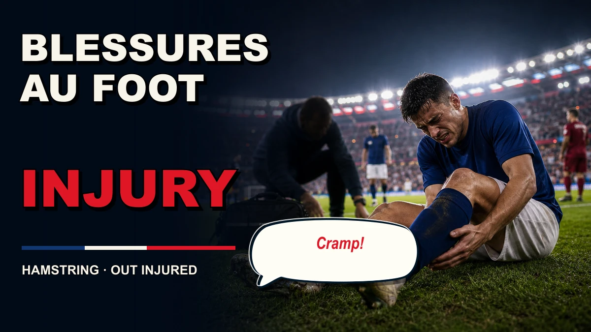 Blessures au foot en anglais : injury, hamstring, cramp