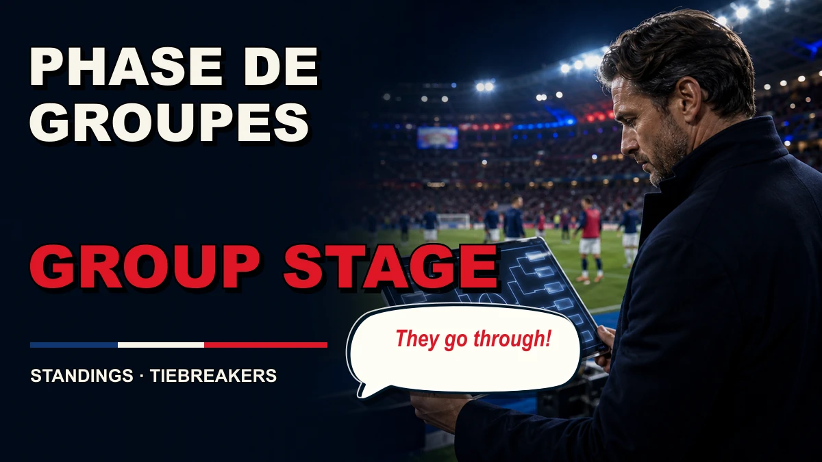 Phase de groupes en anglais : group stage, table, points