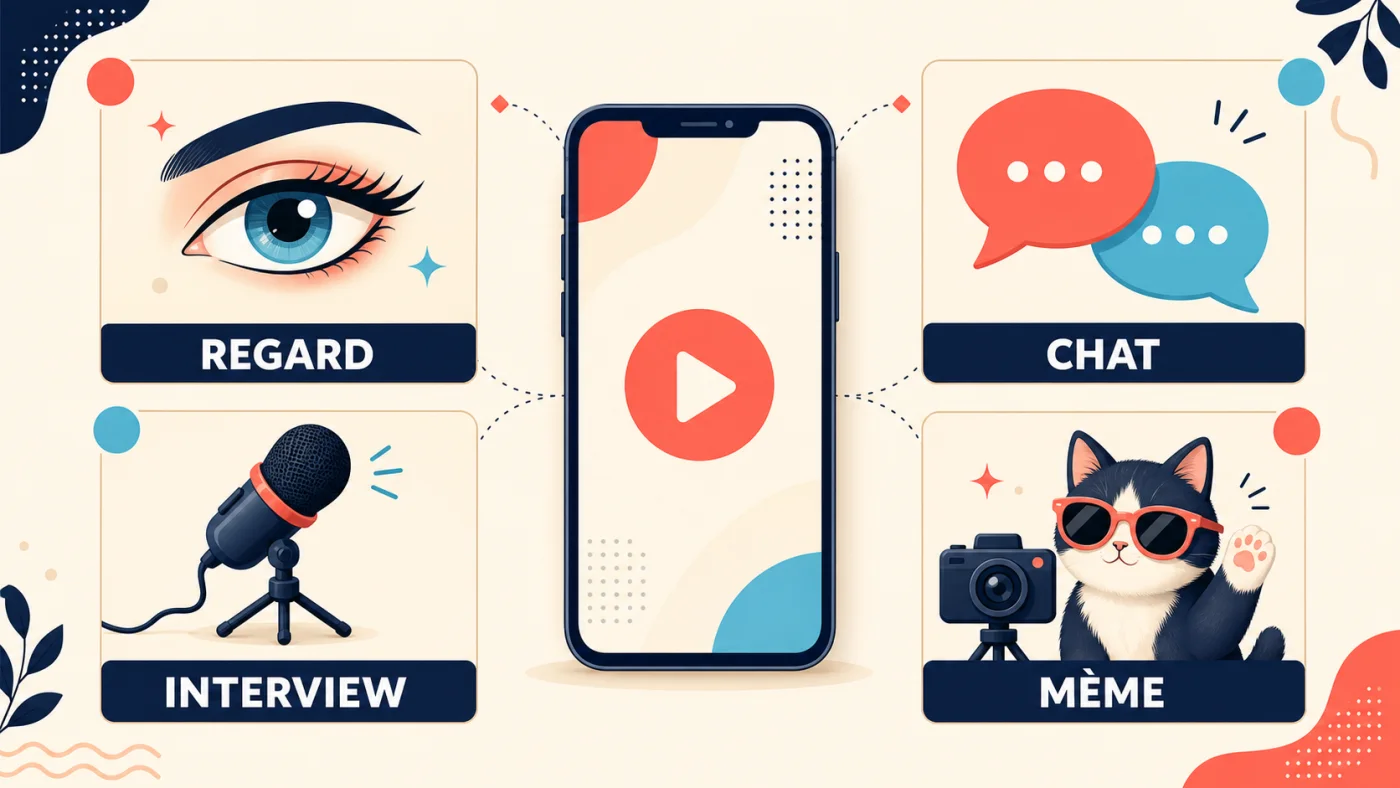 Formats de vidéos rizz : regard, chat, interview de rue et mème avec un animal