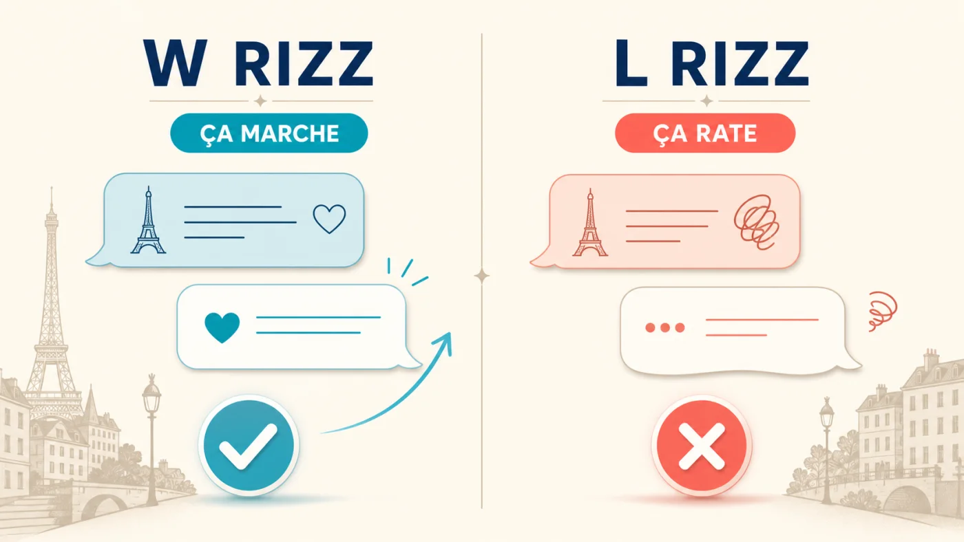 Différence entre W rizz, une approche réussie, et L rizz, une tentative ratée