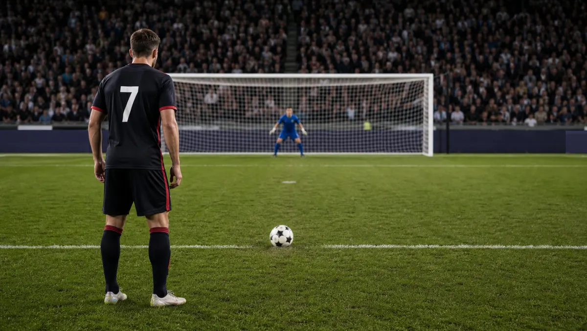 Tireur face au gardien juste avant de frapper un penalty