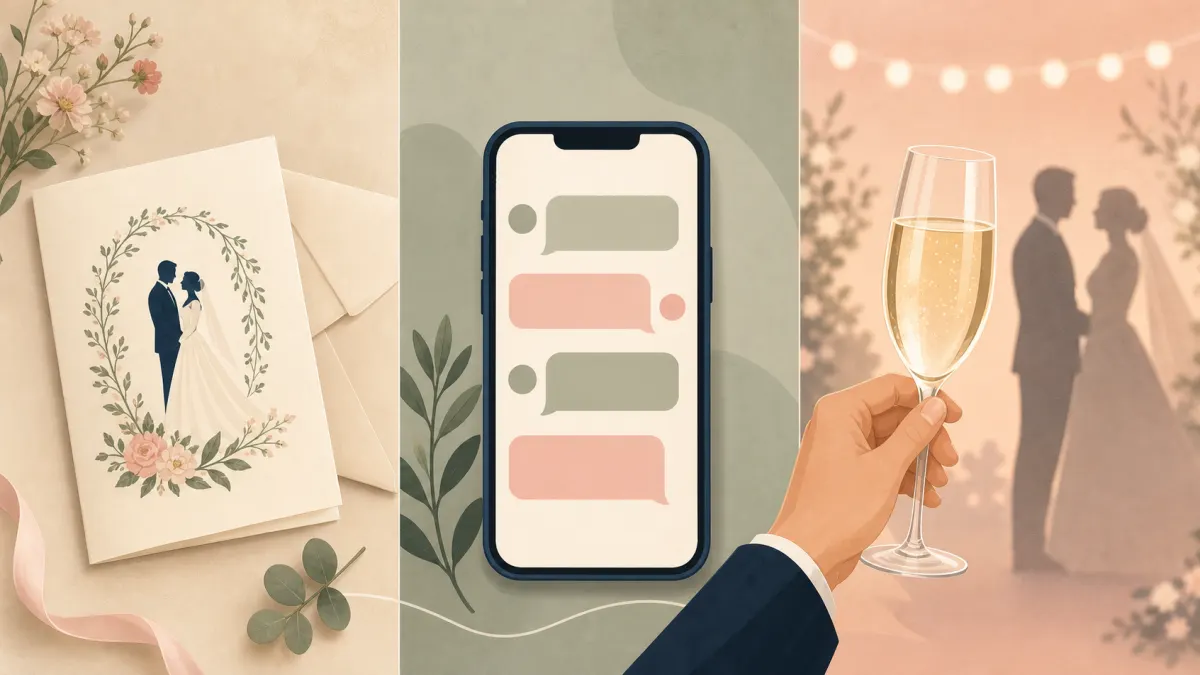 Trois contextes pour féliciter des mariés en anglais : carte, message et toast