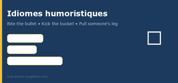 Expressions idiomatiques humoristiques anglaises : kick the bucket, pull someone's leg, the elephant in the room