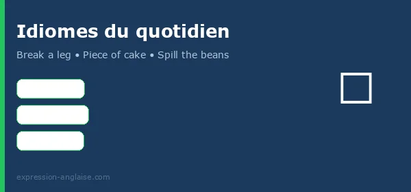 Expressions idiomatiques anglaises du quotidien : break a leg, piece of cake, spill the beans